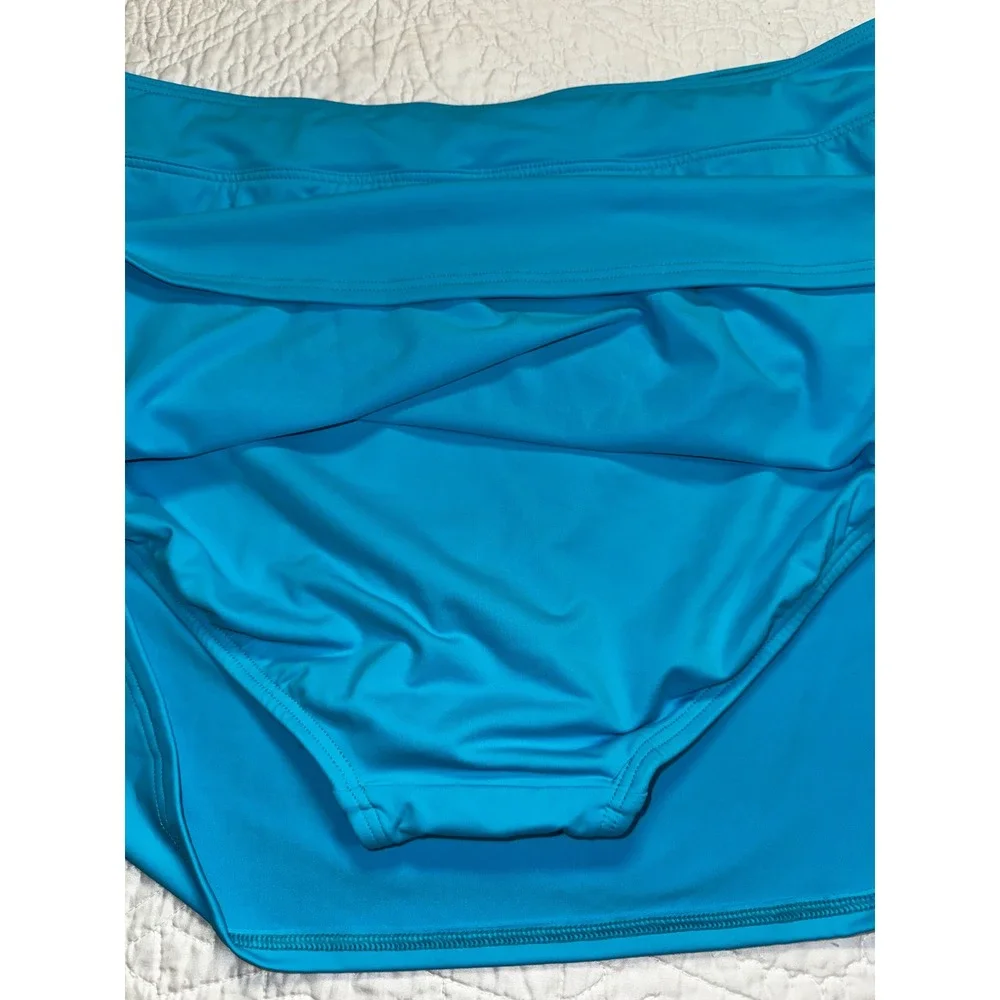 Lands End Women Turquoise Blue Swim Skirt Built-in Brief Size 18 Lycra Xtra Life